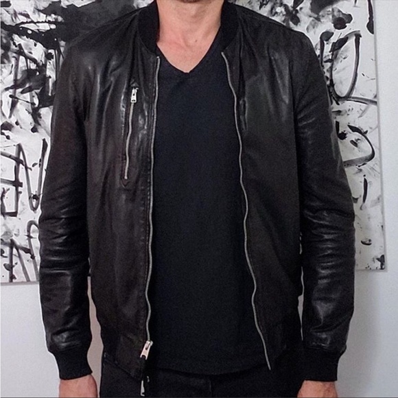 All Saints Kino Leather Bomber Jacket - Like New - Picture 1 of 8